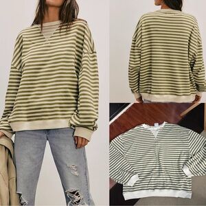 Free People Classic Striped Oversized Crewneck